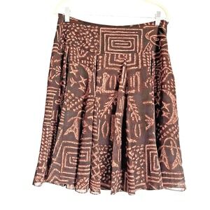 Office Party Neutral Chaps Women's Size 8 Pleated Midi Skirt Geometric Print